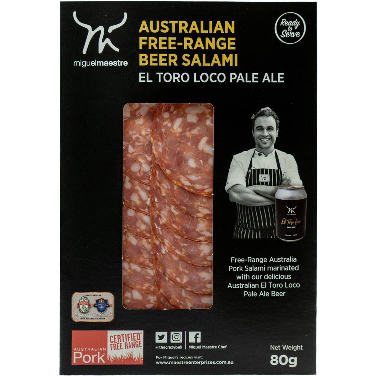 Australian Free Range Beer Salami 80g